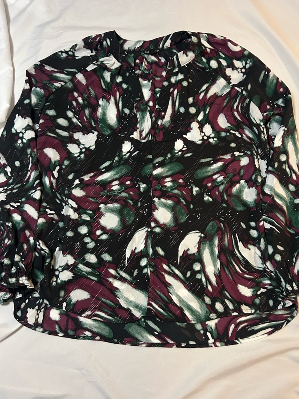 The Limited Women's Long Sleeve Tunic Top Size M Flowy Colorful Abstract Artsy